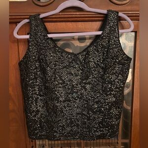 Vintage new with tag Elegant Black Beaded wool Women's Top medium from Saks